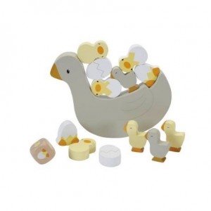 LITTLE DUTCH,  Balancerende Gans Hout, Grijs / Geel