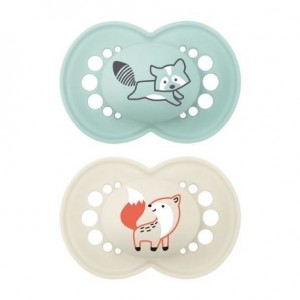 MAM Original 2 pak, Maat 2 (6-16 maanden) Symmetrisch - Silicone, Blauw