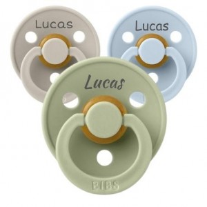 BIBS Colour,  Maat 1 (0-6 maanden), Symmetrisch - Latex, Gepersonaliseerde spenen