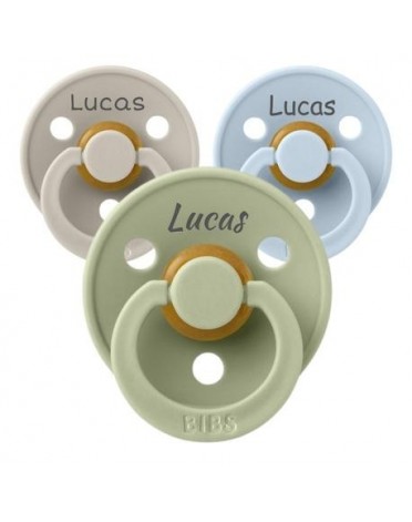 BIBS Colour,  Maat 1 (0-6 maanden), Symmetrisch - Latex, Gepersonaliseerde spenen