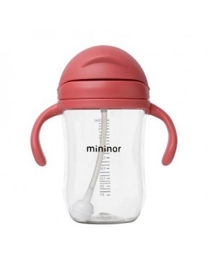 MININOR, Fles met rietje - lekvrij, 330 ml, Rhubarb