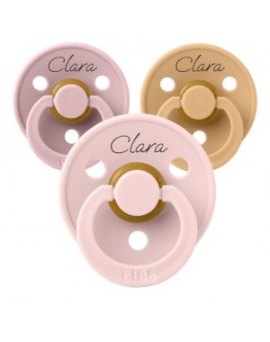 BIBS Colour, Maat 1 (0-6 maanden), Rond - Latex, Speen met naam