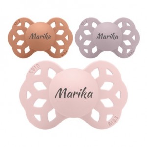 BIBS Infinity, Maat 1 (0-6 m), Symmetrisch - Silicone, Spenen met naam