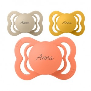 BIBS Supreme Speen Met Naam, Maat 1 (0-6 maanden), Symmetrisch - Silicone