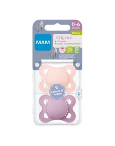 MAM Original 2 pak, Maat 1 (0-6 maanden), Symmetrisch - Silicone
