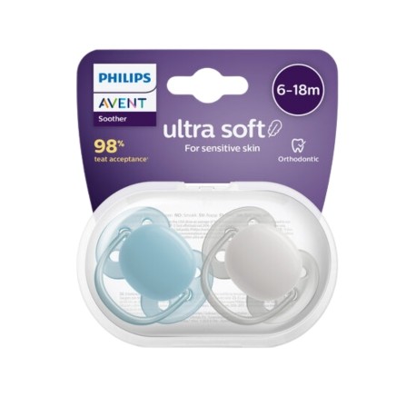 PHILIPS AVENT Ultra Soft - 2 stucks, Maat 2 (6-18 maanden), Symmetrisch - siliconen