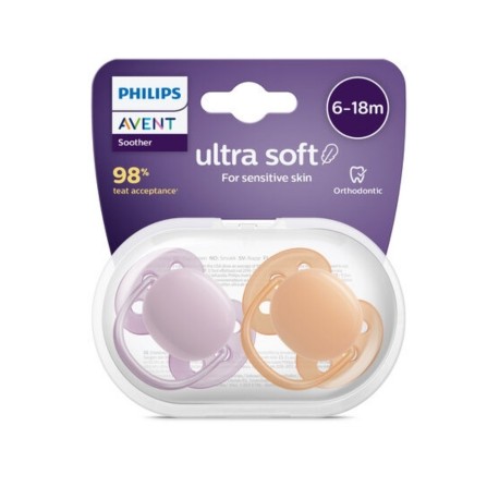 PHILIPS AVENT Ultra Soft - 2 stucks, Maat 2 (6-18 maanden), Symmetrisch - siliconen
