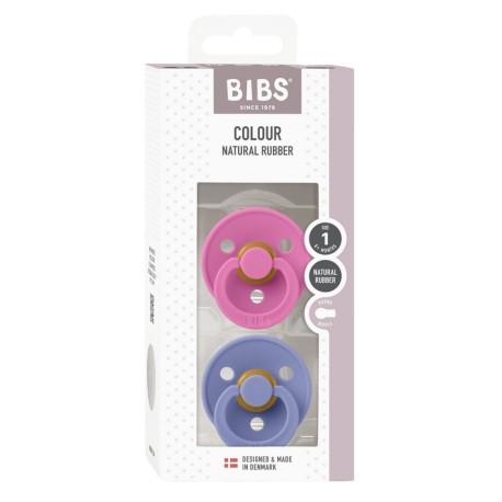 BIBS Colour - 2 stuks,  Maat 1 (0-6 maanden), Rond - Latex,