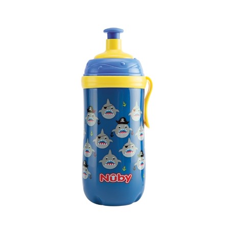 Nüby, Pop-up drinkfles met glow in the dark band, 18+ months, Blue