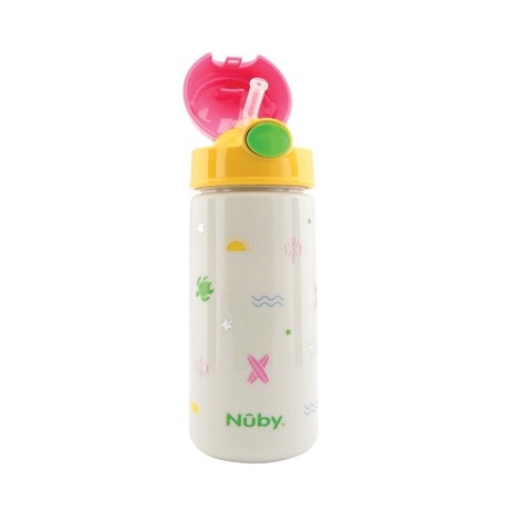 Nüby, Glitter drinkfles met rietje, 3 jaar, Pink