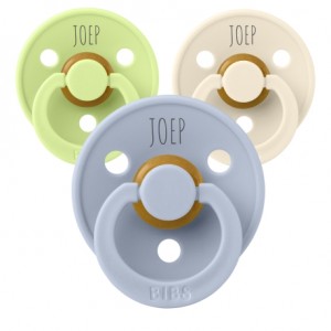 BIBS Colour, Maat 2 (6+ maanden), Rond - Latex, Speen met naam