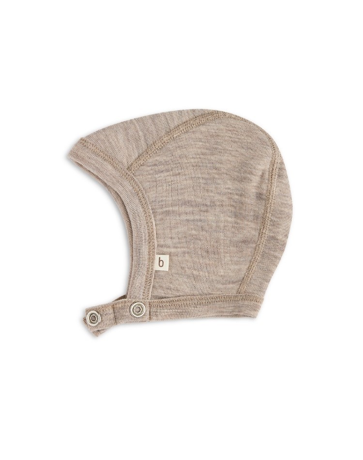 Baby helmet with push buttons in 100% organic wool, Thin quality - 1 layer of fabric, OEKO-TEX® Baby helmet with push buttons in 100% organic wool, Thin quality - 1 layer of fabric, OEKO-TEX®