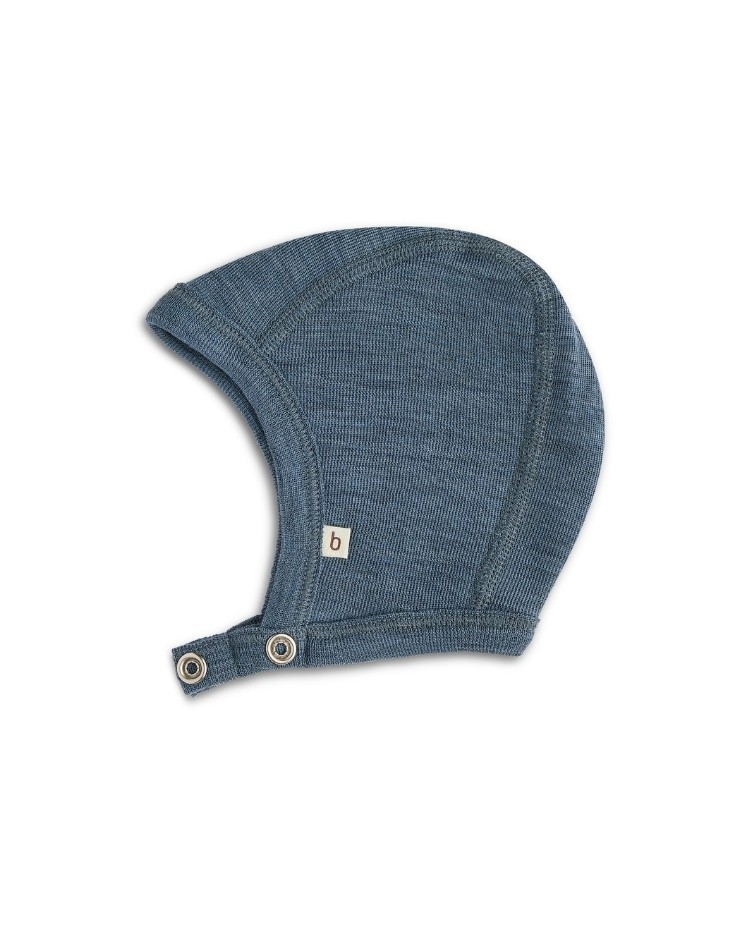 Baby helmet with push buttons in 100% organic wool, Thin quality - 1 layer of fabric, OEKO-TEX® Baby helmet with push buttons in 100% organic wool, Thin quality - 1 layer of fabric, OEKO-TEX®