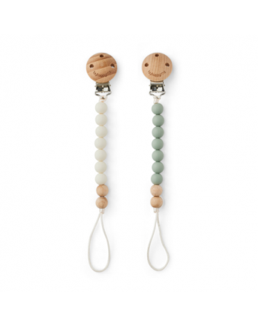 Byhappyme, Dummieketting met clip, Zijde en houten kralen, 2 Stucks