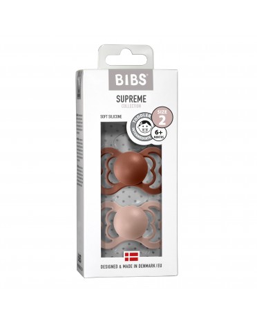 BIBS Supreme - 2-pakning,  Str. 2 (6+ mdr.), Symmetrisk - Silikon
