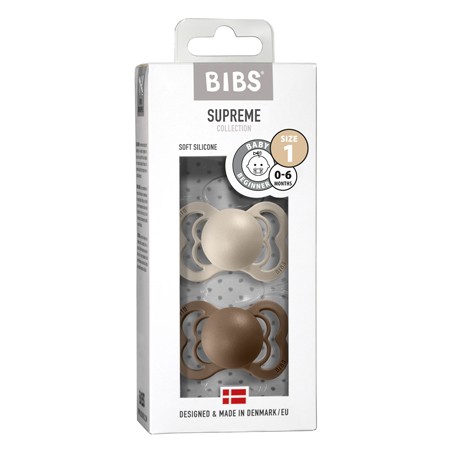 BIBS Supreme - 2-pakning,  Str. 1 (0-6 mdr.),  Symmetrisk - Silikon