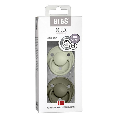 BIBS De Lux - 2-pakning,  One size (0-36 mdr.), Rund - Silicone,