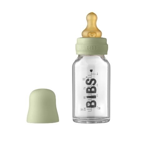 BIBS Baby Glass Bottle, Tåteflaske - Komplett sett, 110 ml.
