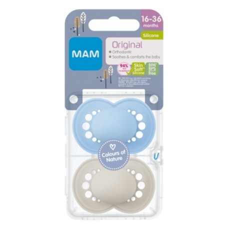MAM Original 2-pack, Str. 3 (16-36 mdr.), Symmetrisk - Silikon