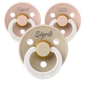 BIBS Colour Night, Str. 1 (0-6 md.) , Symmetrisk - Lateks, Smokker med navn
