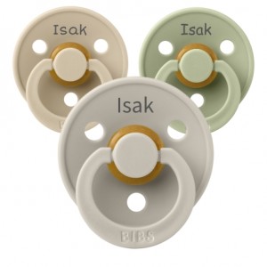BIBS Colour, Str. 2 (6+ mdr.), Symmetrisk - Lateks, Smokk med navn