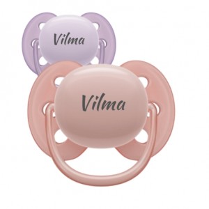 PHILIPS AVENT Ultra Soft, Str. 1 (0-6 md.), Symmetrisk - Silikon, Smokker med navn