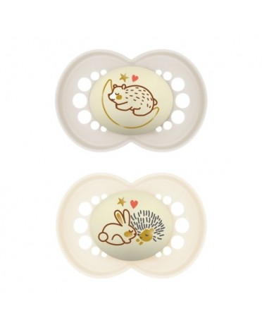 MAM Original Night 2-pack, Str. 2 (6-16 mdr.), Symmetrisk - Silikon
