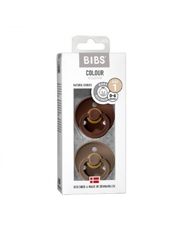 BIBS Colour - 2 pack,  Storlek 1 (0-6 mån.), Rund - Latex,