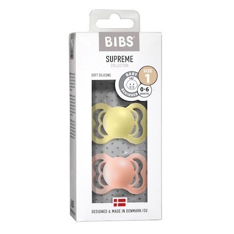 BIBS Supreme - 2 pack,  Storlek 1 (0-6m), Symmetrisk - Silikon