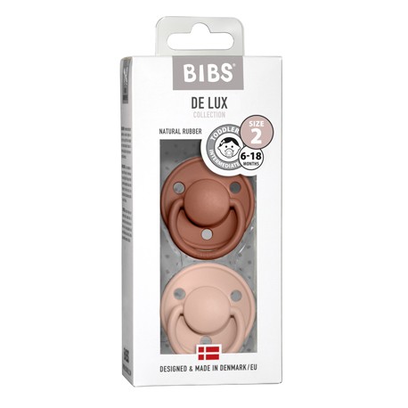 BIBS De Lux - 2 pack,  Storlek 2 (6+ mån.), Rund - Latex,