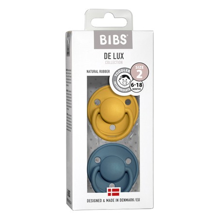 BIBS De Lux - 2 pack,  Storlek 2 (6+ mån.), Rund - Latex,