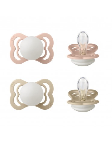 BIBS Supreme - 2 pack,  Storlek 1 (0-6m), Symmetrisk - Silikon