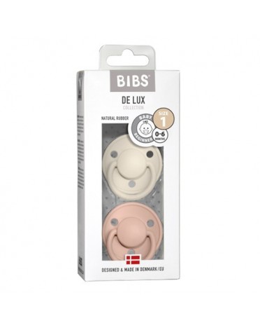 BIBS De Lux Night - 2 pack,  Storlek 1 (0-6 mån.), Rund - Latex,