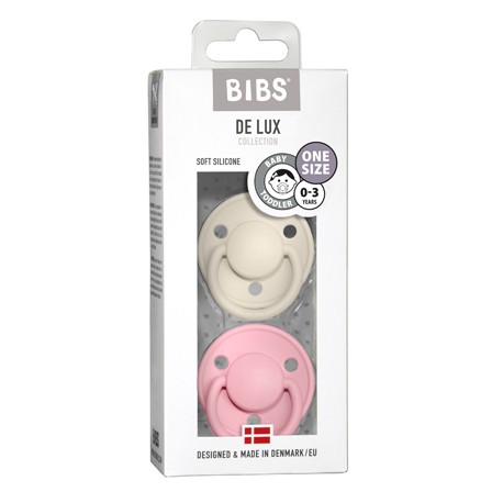 BIBS De Lux Night - 2 pack,  One size (0-36m.), Rund - Silicone,
