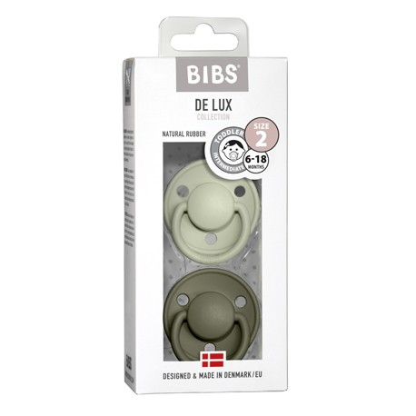 BIBS De Lux Night- 2 pack,  Storlek 2 (6+ m.), Rund - Latex,