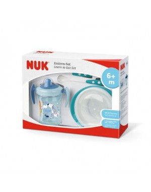 NUK  Måltidsset, Learn-to-eat, Blue / turquoise,  6+m