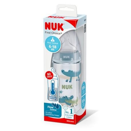 NUK  First Choice, Nappflaska, Blå, 6-18 månader.