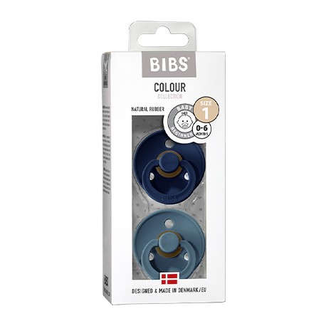BIBS Colour - 2 pack,  Storlek 1 (0-6 mån.), Rund - Latex,