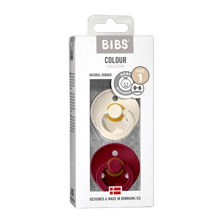 BIBS Colour - 2 pack,  Storlek 1 (0-6 mån.), Rund - Latex,