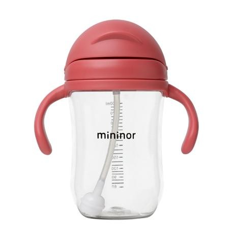 MININOR,  Flaska med sugrör - läckagesäker, 330 ml, Rhubarb