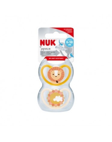 NUK Space,  Storlek 2 (6-18 mån.), Anatomisk-Silikon, 2-pack
