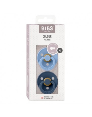 BIBS Colour - 2 pack,  Storlek 1 (0-6 mån.), Rund - Latex,