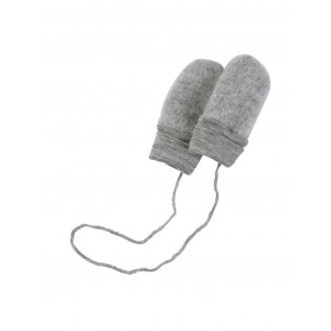 Yllevantar med snodd i 100% merinoull, Light grey mélange
