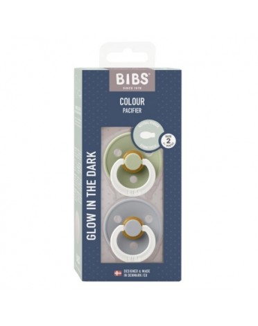 BIBS Colour Night Glow 2-pack, Storlek 2 (6+mån), Symmetrisk - Latex