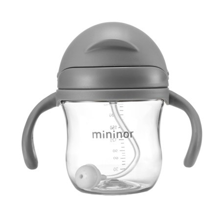 MININOR,  Bottle with straw - leak-proof, 220 ml,  Grey