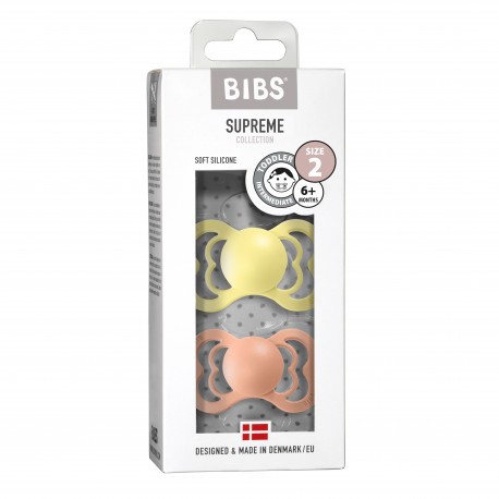 BIBS Supreme - 2 pack,  Size 2 (6+ m), Symmetrical - Silicone,