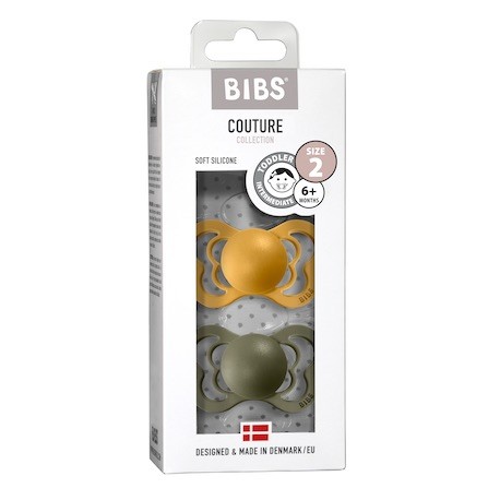 BIBS Couture - 2 pack,  Size 2 (6+ m), Orthodontic - Silicone,