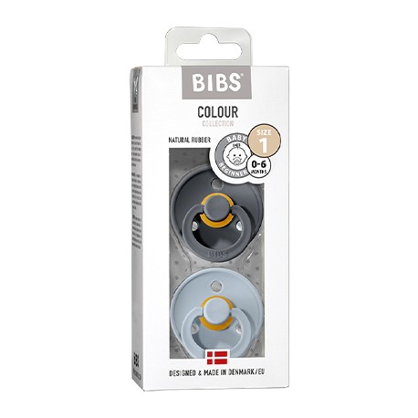 BIBS Colour - 2 pack,  Size 1 (0-6 m), Round - Latex