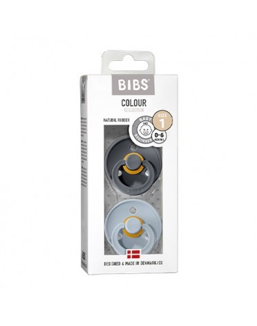 BIBS Colour - 2 pack,  Size 1 (0-6 m), Round - Latex