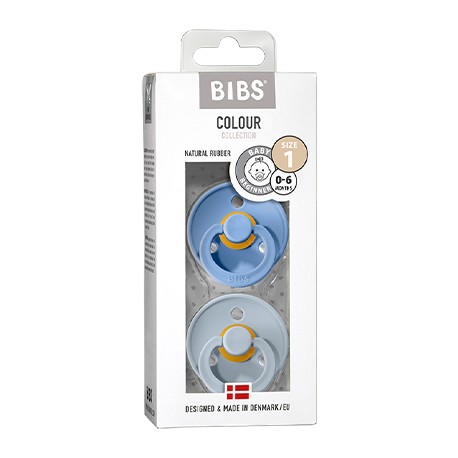 BIBS Colour - 2 pack,  Size 1 (0-6 m), Round - Latex